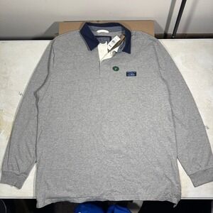 LL Bean Polo Rugby Shirt Mens XLT Long Sleeve 1/4 Button Gray Traditional Fit.
